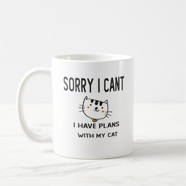 Caneca De Café Desculpe, Não Posso Ter Planos Com Meu Gato (Esquerda)