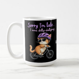 Caneca De Café Desculpe o atraso, eu estava enrolando Gato Engraç