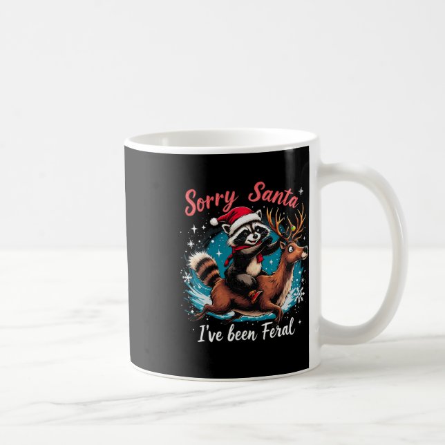 Caneca De Café Desculpem Papais noeis que fui Feral Raccoon Engra (Direita)