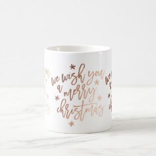 Caneca De Café Desejamos a Você uma Folha de Rosa de Natal