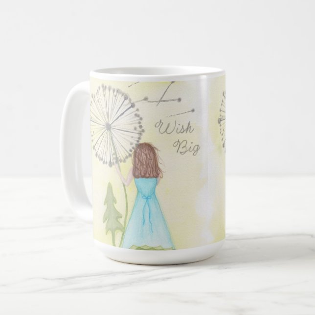 Caneca De Café Deseje uma garotinha dandelion (Frente Esquerda)