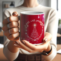 Desejo-lhe uma Feliz de café vermelho de Natal
