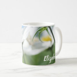 Caneca De Café Desejos com Margaridas Brancas Personalizados