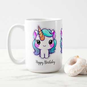 Caneca De Café Desejos de Aniversário do Unicórnio Mágico - Estil