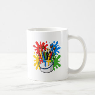 Caneca De Café Desenhando Pintor Artista Pincel Colorido Arte