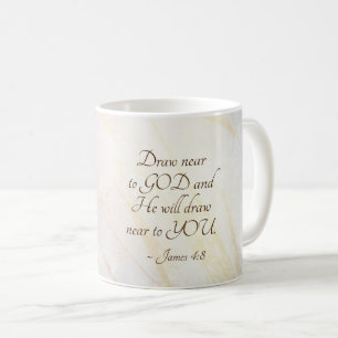 Caneca De Café Desenhar James 4:8 Perto de Deus Bíblia Verso