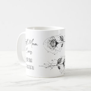 Caneca De Café Desenhar Lápis Dia de as mães dois rosas opostos