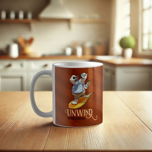 Caneca De Café Desenhe-Se Com Um Urso Polar Que Surge Engraçado (Criador carregado)