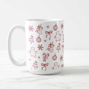 Caneca De Café Desenho À Mão Caprichoso Vermelho