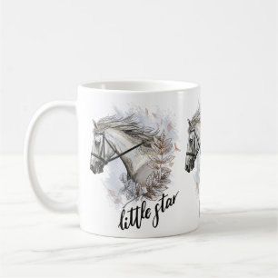 Caneca De Café Desenho à mão de cavalo com plantas