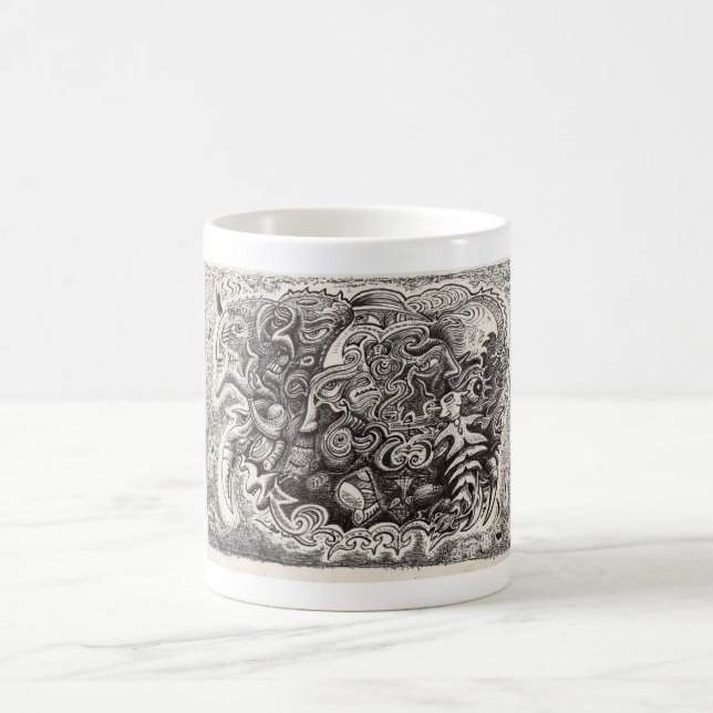 Caneca De Café Desenho a tinta de besta híbrida  (Centro)