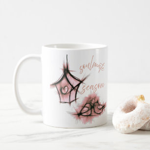 Caneca De Café desenho abstrato com formas de coração fluídas