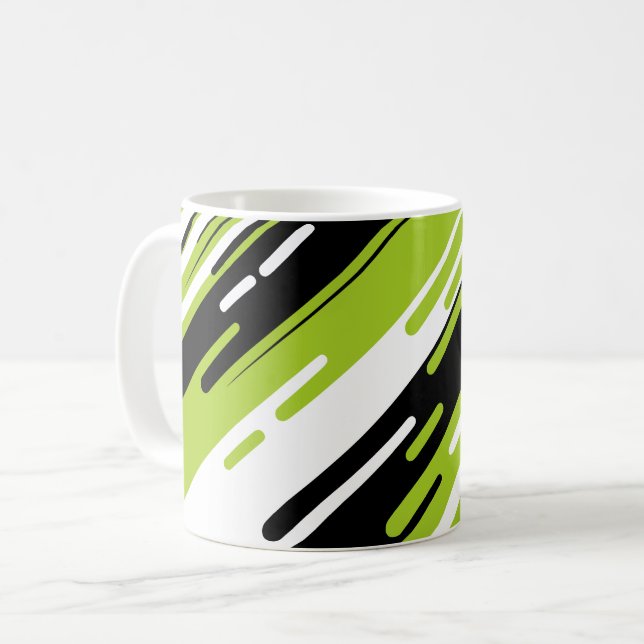 Caneca De Café Desenho Abstrato Listrado Diagonal Dinâmico (Frente Esquerda)