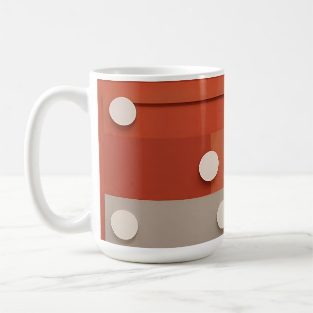 Caneca De Café Desenho Abstrato Vermelho Com Formas Geométricas (Esquerda)