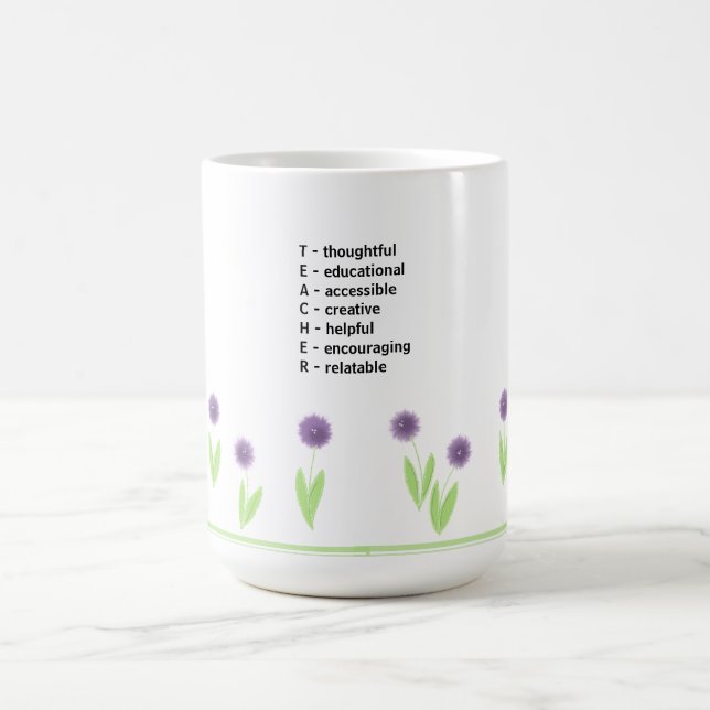 Caneca De Café Desenho Acróstico de Professor Floral (Centro)
