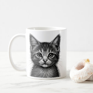 Caneca De Café Desenho Adorável de Gato Jovem