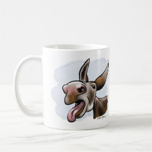 Caneca De Café Desenho Animado de Burro Louco e Divertido