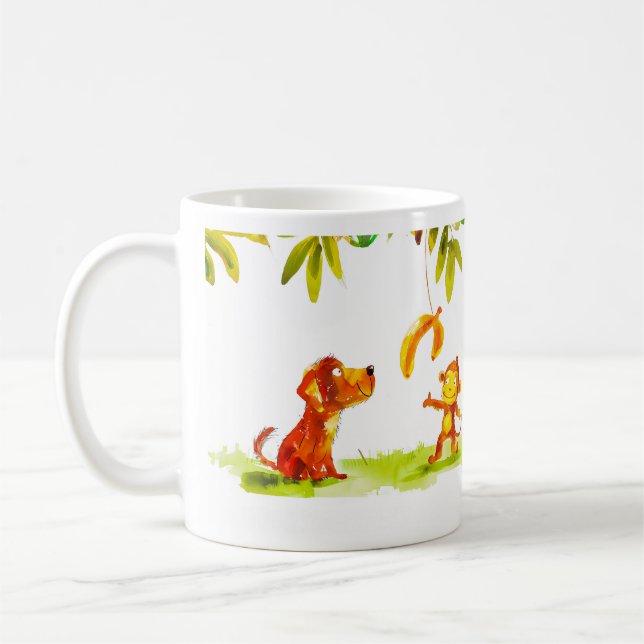 Caneca De Café Desenho Animado de Cachorro e Macaco (Esquerda)