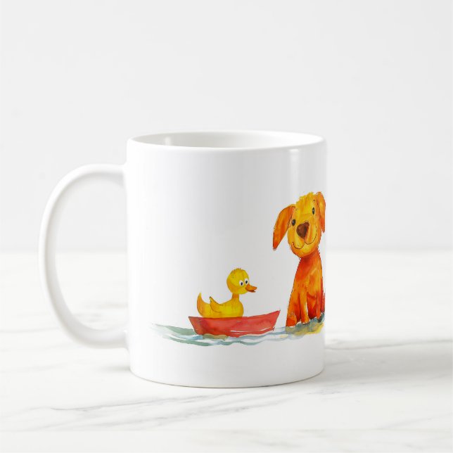 Caneca De Café Desenho Animado de Cachorro e Pato (Esquerda)