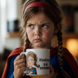 Caneca De Café Desenho animado de garota super-heroína mimada
