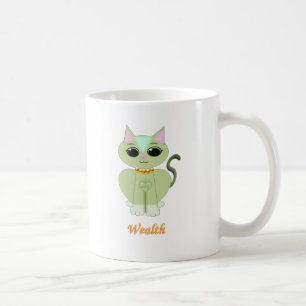 Caneca De Café Desenho animado de gato fofo verde