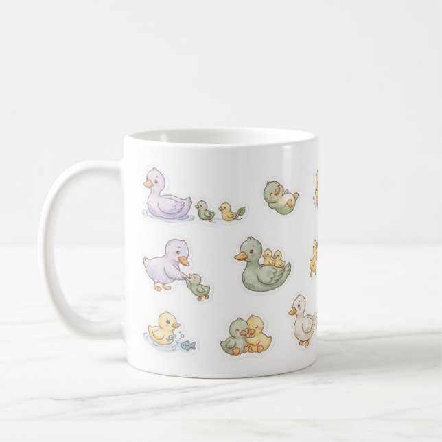 Caneca De Café Desenho Animado de Patinho Adorável (Esquerda)