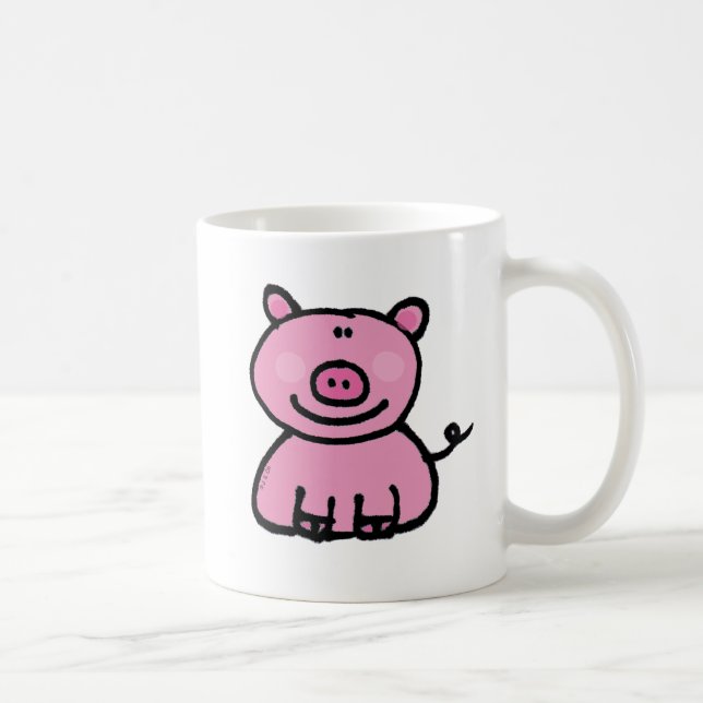 Caneca De Café Desenho animado de porco rosa fofo (Direita)