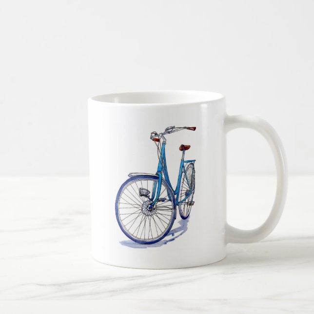 Caneca De Café Desenho azul da bicicleta (Direita)