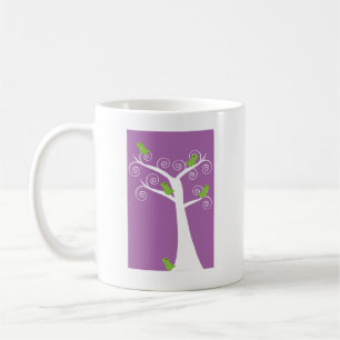 Caneca De Café Desenho Caprichoso de Pássaros Verdes Fofos
