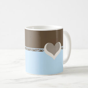 Caneca De Café Desenho Corações e Renda