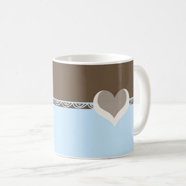 Caneca De Café Desenho Corações e Renda (Frente Esquerda)