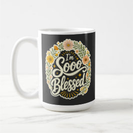 Caneca De Café Desenho Cristão Floral Abençoado Com Fé