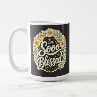 Caneca De Café Desenho Cristão Floral Abençoado Com Fé