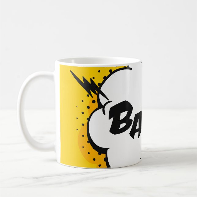 Caneca De Café Desenho da bolha de fala com pop art com texto. Ca (Esquerda)