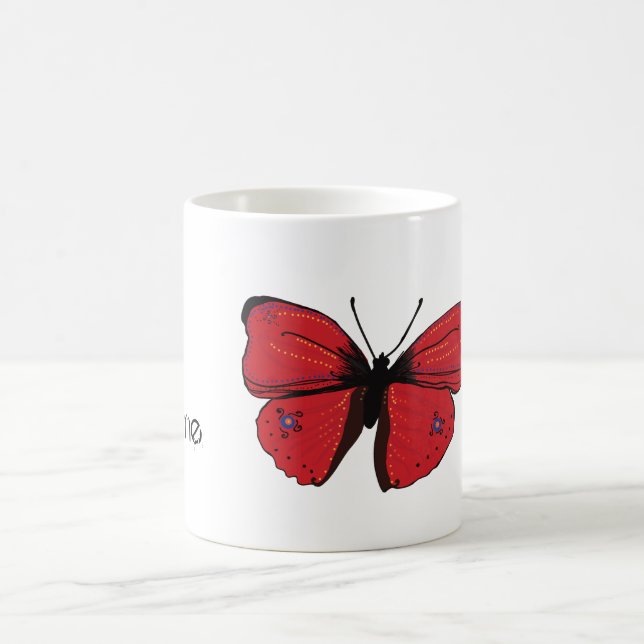 Caneca De Café Desenho da Borboleta Vermelha (Centro)