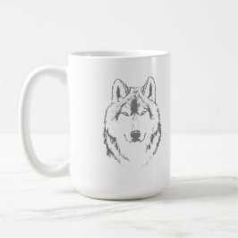 Caneca De Café Desenho Da Cara Do Lobo Funky
