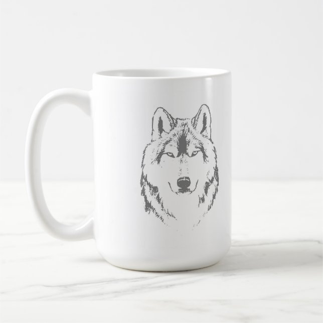 Caneca De Café Desenho Da Cara Do Lobo Funky (Esquerda)