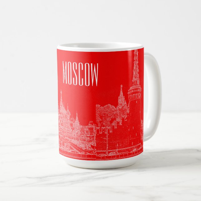 Caneca De Café Desenho da Catedral Vermelha da Rua de Moscou (Frente Esquerda)