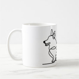 Caneca De Café Desenho da Linha Corgi
