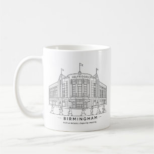 Caneca De Café Desenho da Linha do Edifício Selfridges de Birming