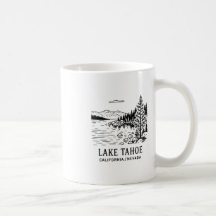 Caneca De Café Desenho da Linha do Lago Tahoe Califórnia Nevada N