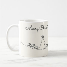 Caneca De Café Desenho da Linha Feliz Natal Com Papai Noel & Tren