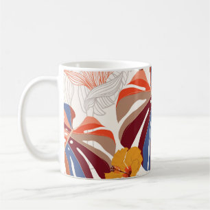 Caneca De Café Desenho Da Mão Tropical Brilhante