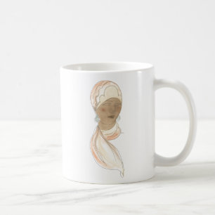 Caneca De Café Desenho da Moda da Flapper - Mulher com Scarf