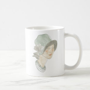 Caneca De Café Desenho da Moda Flapper - Mulher com chapéu