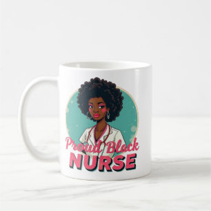 Caneca De Café Desenho de Apreciação de Enfermeira Preta Orgulhos
