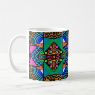 Caneca De Café Desenho de arte africano. Padrão asteca sem costur