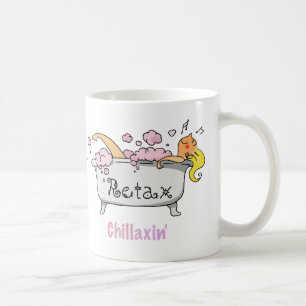 Caneca De Café Desenho de Banheira de Cartoon para Momentos de Re