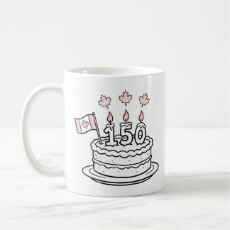 Caneca De Café Desenho de Bolo de Aniversário do Canadá 150