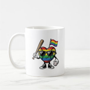 Caneca De Café Desenho de Camisa de Beisebol Vintage Coração Arco